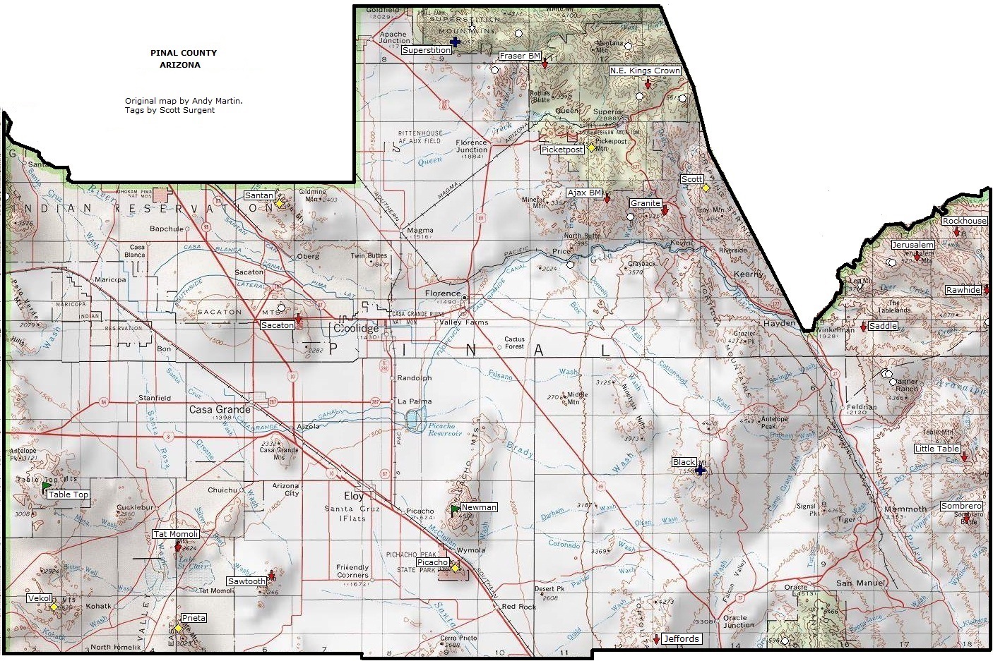 Arizona Peaks, 1,000-feet of Prominence and Higher (www.surgent.net)